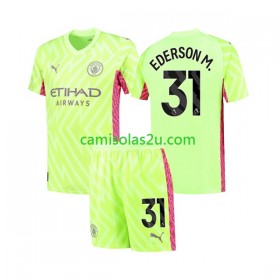 Camisolas de futebol Manchester City Ederson Moraes 31 Guarda Redes Criança Equipamento 3ª 2023/24 Manga Curta